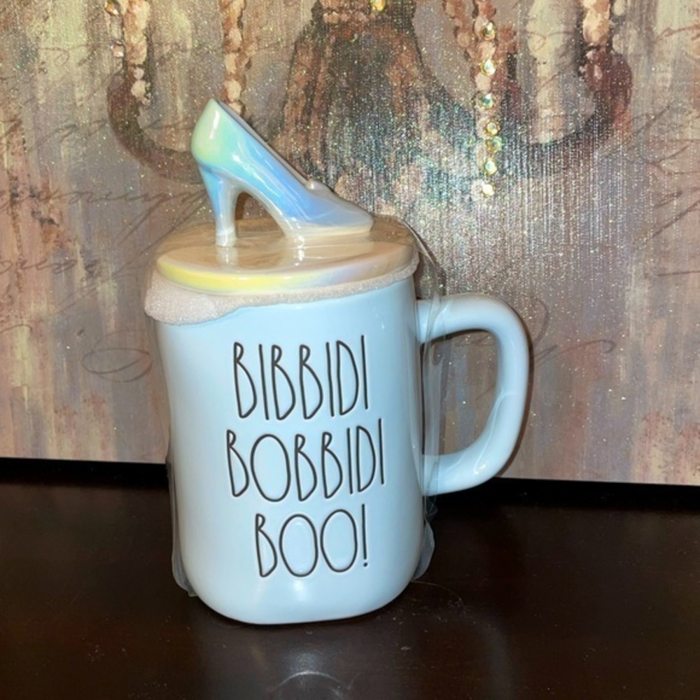 Rae Dunn Cinderella BIBBIDI BOBBIDI BOO! With Glass Shoe Topper in iridescent